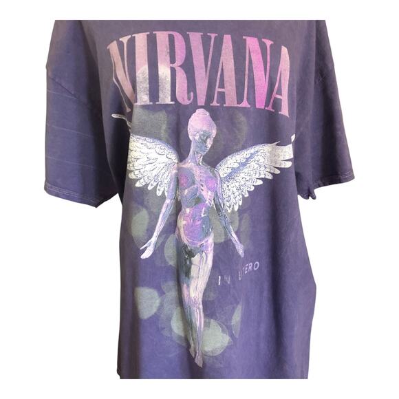 Nirvana In Utero Band Merch Shirt Purple Cotton Crew Neck Short Sleeve Size 1X - Picture 3 of 6